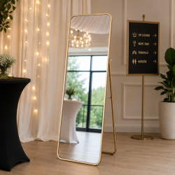 Elegáns Állótükör – Modern Rendezvény és Lounge Kiegészítő