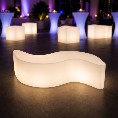 Világító hullám ülőke – organikus lounge design elem